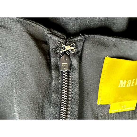 Anthropologie Maeve Navy Blue Crochet Strap Ruffle Overlay Mini Dress - Size 10 - Picture 9 of 10